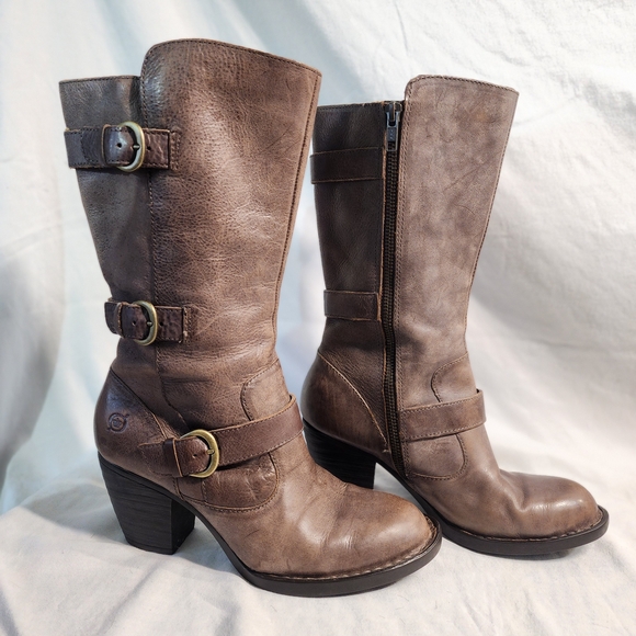 Born Shoes - Born Brown Leather Heeled Boots